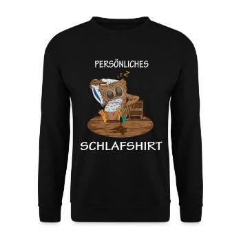 Eule Persönliches Schlafshirt Schlafanzug Pyjama - Unisex Pullover - Schwarz - Vorne - Alina (178cm) & Michal (187cm)