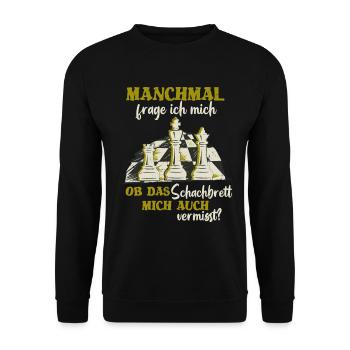Schachspieler ob das Schachbrett mich vermisst - Unisex Pullover - Schwarz - Vorne - Alina (178cm) & Michal (187cm)