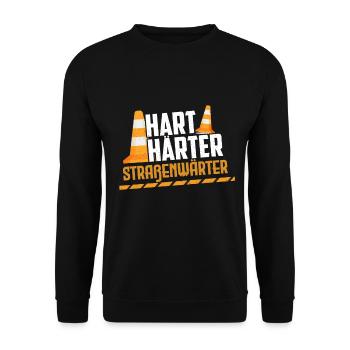 Bau Arbeiter Hart Härter Straßenwärter Straßenbau - Unisex Pullover - Schwarz - Vorne - Alina (178cm) & Michal (187cm)