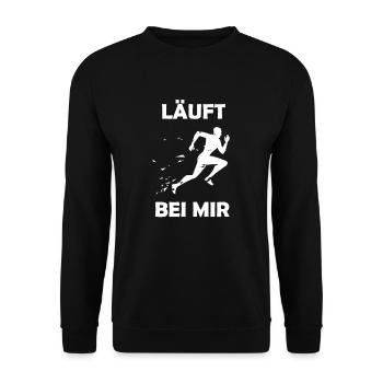Lustiger Läufer Spruch läuft bei mir mit Läufer - Unisex Pullover - Schwarz - Vorne - Alina (178cm) & Michal (187cm)