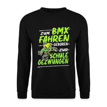 Zum BMX Fahren Geboren BMX Fahrrad Kinder Geschenk - Unisex Pullover - Schwarz - Vorne - Alina (178cm) & Michal (187cm)