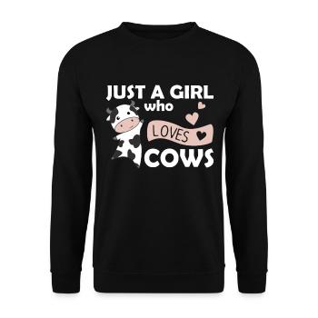 Juste une fille qui aime les vaches animaux mignons coeurs vache - Sweat-shirt Unisexe - noir - Devant - Alina (178cm) & Michal (187cm)