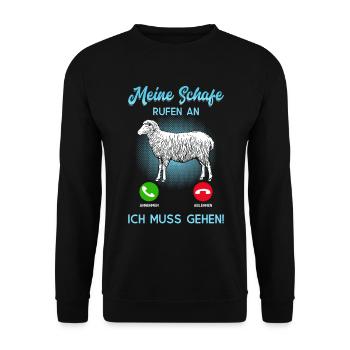 Meine Schafe Rufen An Schäfer Landwirt Geschenk - Unisex Pullover - Schwarz - Vorne - Alina (178cm) & Michal (187cm)