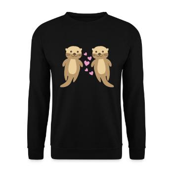 Loutres mignon couple de loutres avec des coeurs aiment les animaux mignons - Sweat-shirt Unisexe - noir - Devant - Alina (178cm) & Michal (187cm)