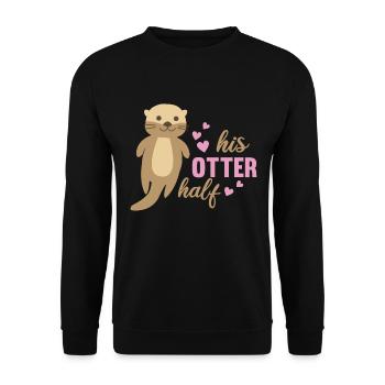 his otter half sweet otter love romantic heart - Unisex Sweatshirt - black - Front - Alina (178cm) & Michal (187cm)