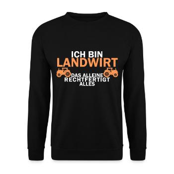 Landwirtschaft Spruch Bauern Spruch Trekker - Unisex Pullover - Schwarz - Vorne - Alina (178cm) & Michal (187cm)