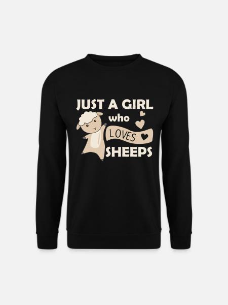 Just a girl who loves Sheeps süße Tiere Schaf Lamm - Unisex Pullover - Schwarz