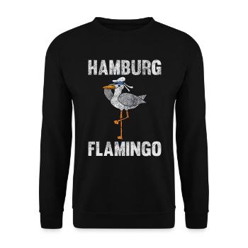 Hamburg Flamingo Möwe lustige Tiere Spruch Norden - Unisex Pullover - Schwarz - Vorne - Alina (178cm) & Michal (187cm)