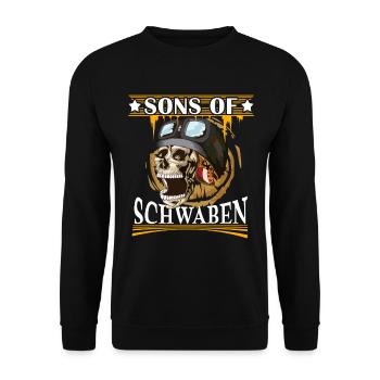 Motorrad Sons of Schwaben Biker Schwäbisch Rocker - Unisex Pullover - Schwarz - Vorne - Alina (178cm) & Michal (187cm)