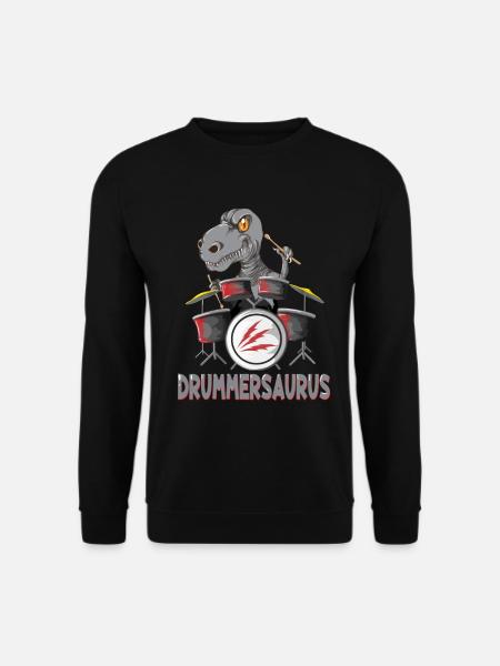 Dinosaurier Drummersaurus Drums Sticks Schlagzeug - Unisex Pullover - Schwarz