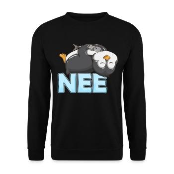 Fauler Pinguin Tierliebhaber Nee Pinguine Fisch - Unisex Pullover - Schwarz - Vorne - Alina (178cm) & Michal (187cm)