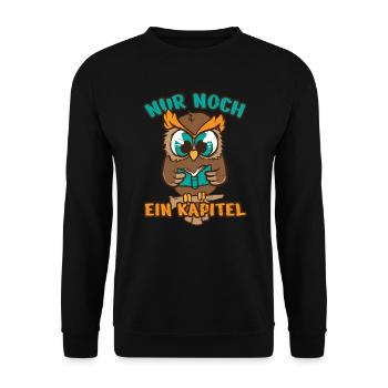 Leseratte Eule Lesefieber Bücherwurm Kapital Buch - Unisex Pullover - Schwarz - Vorne - Alina (178cm) & Michal (187cm)