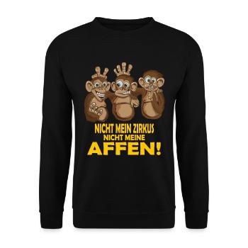 Nicht mein Zirkus nicht meine Affen Zoo Spruch - Unisex Pullover - Schwarz - Vorne - Alina (178cm) & Michal (187cm)