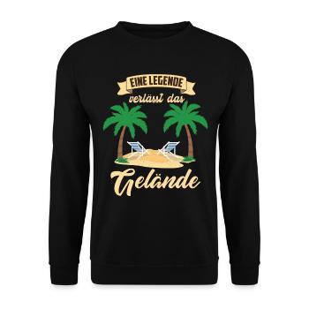 Witziger Spruch Eine Legende verlässt das Gelände - Unisex Pullover - Schwarz - Vorne - Alina (178cm) & Michal (187cm)
