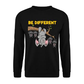 Be Different Design éléphant de chauves-souris drôle - Sweat-shirt Unisexe - noir - Devant - Alina (178cm) & Michal (187cm)