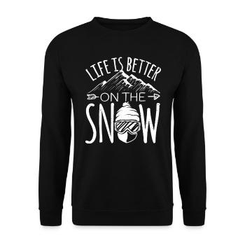 Life is Better on the Snow Snow Skiing Skis - Unisex Sweatshirt - black - Front - Alina (178cm) & Michal (187cm)