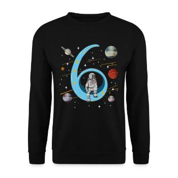 6 anniversaire astronaute extra-atmosphérique planète enfants - Sweat-shirt Unisexe - noir - Devant - Alina (178cm) & Michal (187cm)