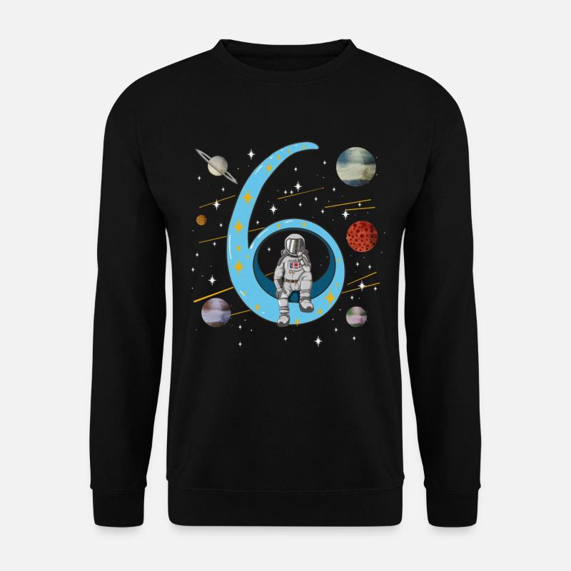 6 Geburtstag Astronaut Weltraum Planeten Kinder - Unisex Pullover - Schwarz