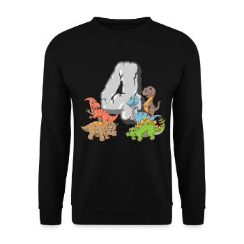 Dinosaure 4 ans enfants 4 anniversaire T-Rex Dino - Sweat-shirt Unisexe - noir - Devant - Alina (178cm) & Michal (187cm)