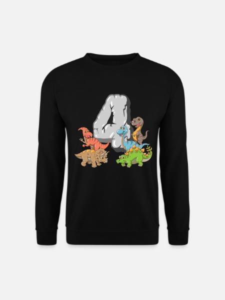 Dinosaurier 4 Jahre Kinder 4 Geburtstag T-Rex Dino - Unisex Pullover - Schwarz