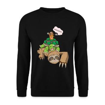 Sloth Turtles Snails Motif Animal Love - Unisex Sweatshirt - black - Front - Alina (178cm) & Michal (187cm)