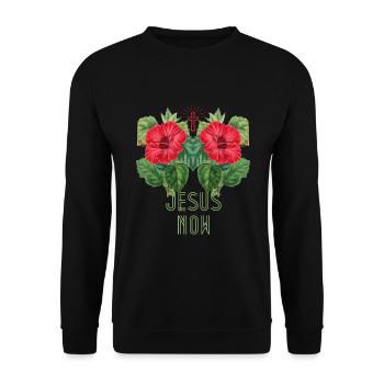 Jesus, Jesus Christ, Jesus Now, Vintage Hibiscus - Unisex Sweatshirt - black - Front - Alina (178cm) & Michal (187cm)