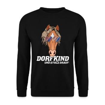 Reiter Spruch Pferde Fan Dorfkind Bauer Bauernhof - Unisex Pullover - Schwarz - Vorne - Alina (178cm) & Michal (187cm)