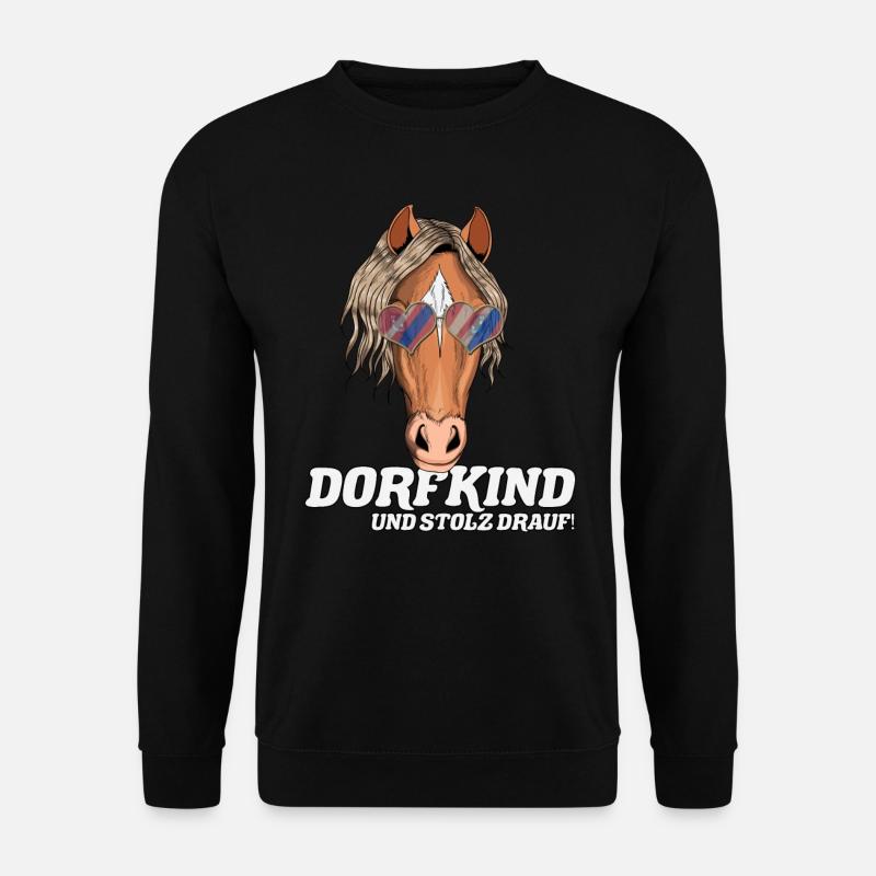Reiter Spruch Pferde Fan Dorfkind Bauer Bauernhof - Unisex Pullover - Schwarz