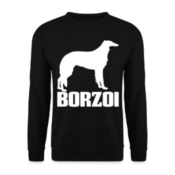 Borzoi Barzoi Windhund Hunderasse - Unisex Pullover - Schwarz - Vorne - Alina (178cm) & Michal (187cm)