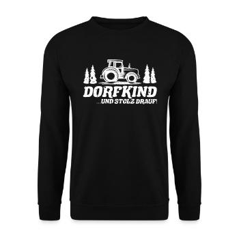 Landwirt Dorfkind & Stolz drauf Dorfkinder Spruch - Unisex Pullover - Schwarz - Vorne - Alina (178cm) & Michal (187cm)