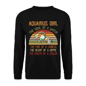 Wassermann Sternzeichen Aquarius girl Horoscope - Unisex Pullover - Schwarz - Vorne - Alina (178cm) & Michal (187cm)
