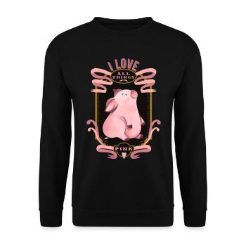 Pig, funny pig, lucky pig - Unisex Sweatshirt - black - Front - Alina (178cm) & Michal (187cm)