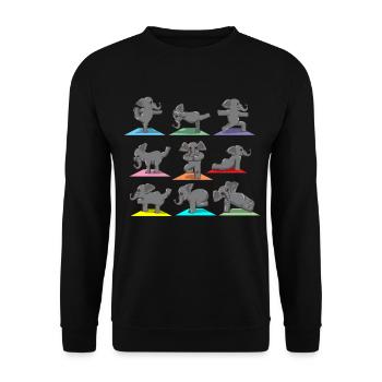 Yoga Pose Sport Elephant Funny Humorous Gift - Unisex Sweatshirt - black - Front - Alina (178cm) & Michal (187cm)