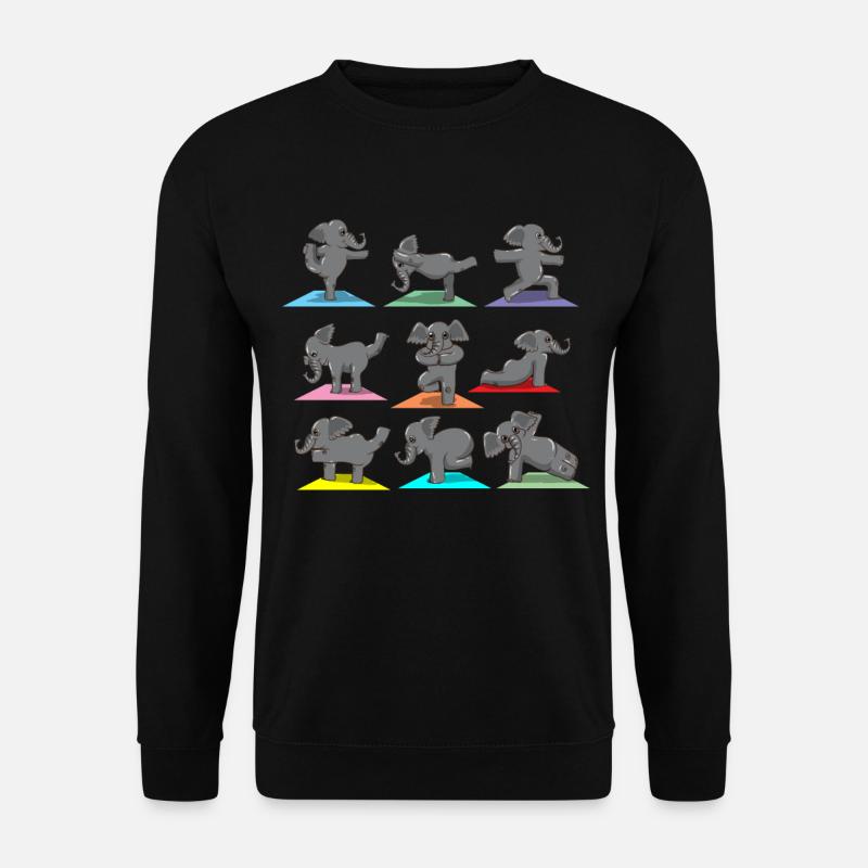 Yoga Pose Sport Elefant Witzig humorvoll Geschenk - Unisex Pullover - Schwarz
