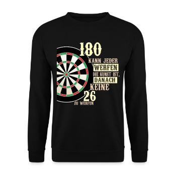 180 kann jeder werfen Dartscheibe Teamplayer Dart - Unisex Pullover - Schwarz - Vorne - Alina (178cm) & Michal (187cm)