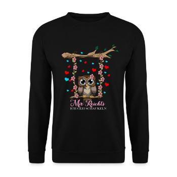 Les hiboux amoureux Je vais je vais balançoire owl - Sweat-shirt Unisexe - noir - Devant - Alina (178cm) & Michal (187cm)