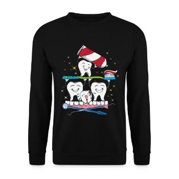 Dentist's office brushing teeth toothpaste - Unisex Sweatshirt - black - Front - Alina (178cm) & Michal (187cm)