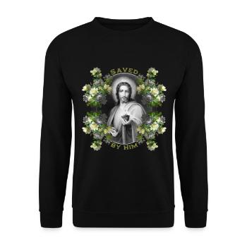 Jesus Christ with vintage roses - Unisex Sweatshirt - black - Front - Alina (178cm) & Michal (187cm)