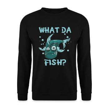 What the Fish Qu’est-ce que le poisson drôle de motif pêcheur - Sweat-shirt Unisexe - noir - Devant - Alina (178cm) & Michal (187cm)