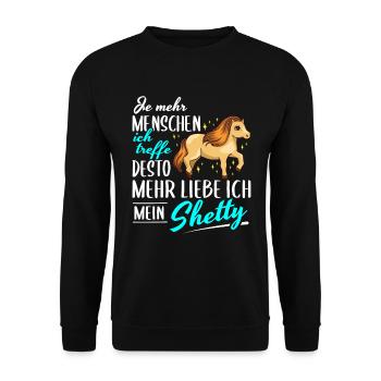 Shetty Pony Spruch Shetlandpony Pferd Geschenk - Unisex Pullover - Schwarz - Vorne - Alina (178cm) & Michal (187cm)
