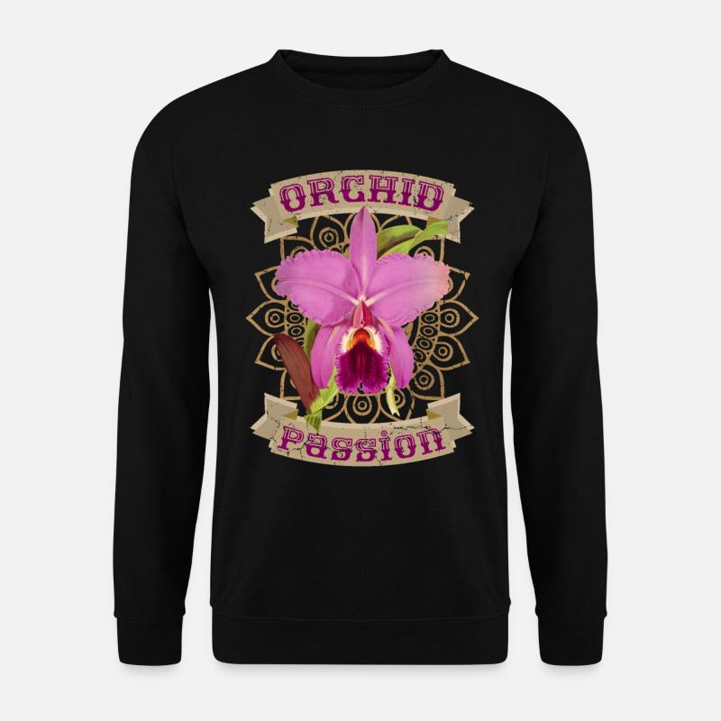 Orchidee, Orchideen, Vintage-Orchidee - Unisex Pullover - Schwarz