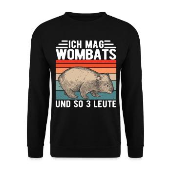Wombat Wombats Australien Beuteltier - Unisex Pullover - Schwarz - Vorne - Alina (178cm) & Michal (187cm)