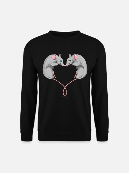 Ratte Ratten Herz Herzchen Tier Fan Liebhaber - Unisex Pullover - Schwarz