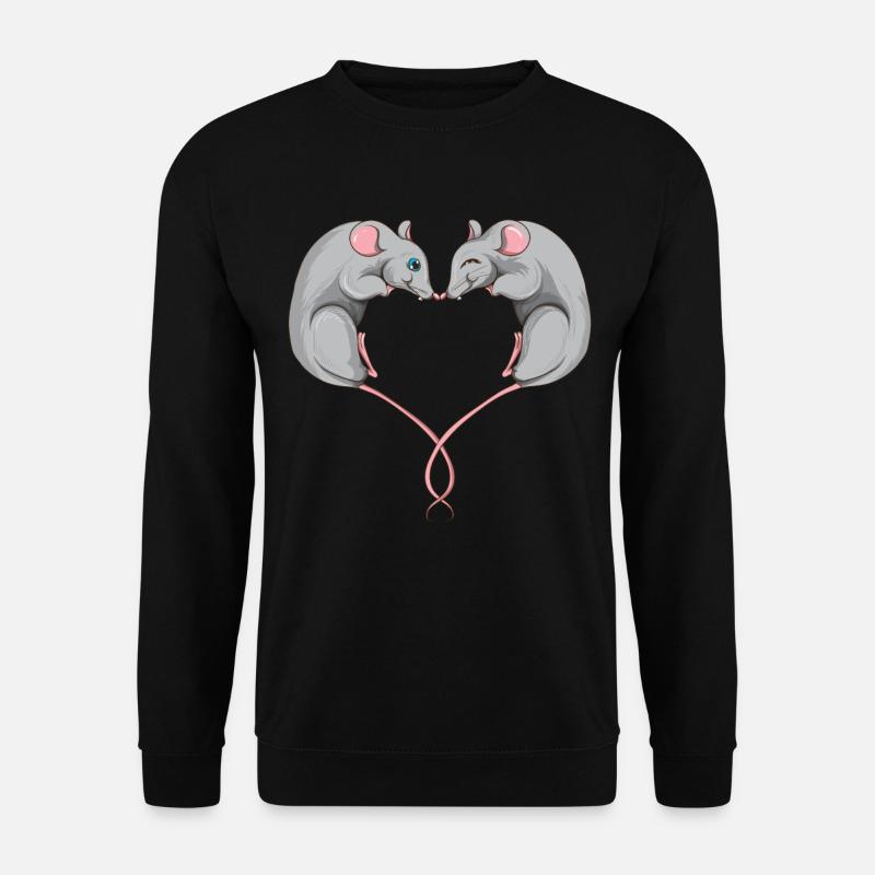 Ratte Ratten Herz Herzchen Tier Fan Liebhaber - Unisex Pullover - Schwarz