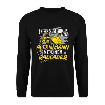 Radlader Bagger Radladerfahrer Opa Papa Geschenk - Unisex Pullover - Schwarz - Vorne - Alina (178cm) & Michal (187cm)