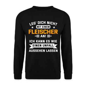 Fleischer Metzger Fleisch Schlachter Geschenk - Unisex Pullover - Schwarz - Vorne - Alina (178cm) & Michal (187cm)