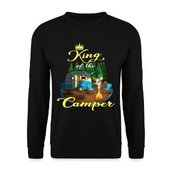 Wohnwagen King of the Camper Wohnmobil Camping Fan - Unisex Pullover - Schwarz - Vorne - Alina (178cm) & Michal (187cm)