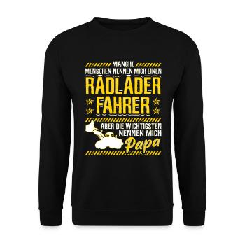 Chargeuse sur pneu papa cadeau pelleteuse sur pneus - Sweat-shirt Unisexe - noir - Devant - Alina (178cm) & Michal (187cm)