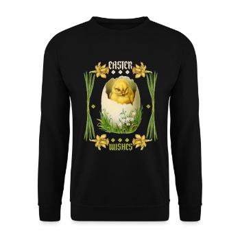 Pâques, Joyeuses Pâques, Poussins d’oeufs vintage rétro - Sweat-shirt Unisexe - noir - Devant - Alina (178cm) & Michal (187cm)