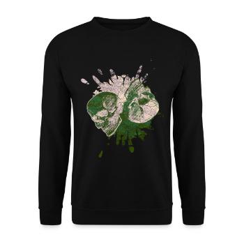 Totenkopf Skull, Yin und Yang Skull, Yin-Yang - Unisex Pullover - Schwarz - Vorne - Alina (178cm) & Michal (187cm)